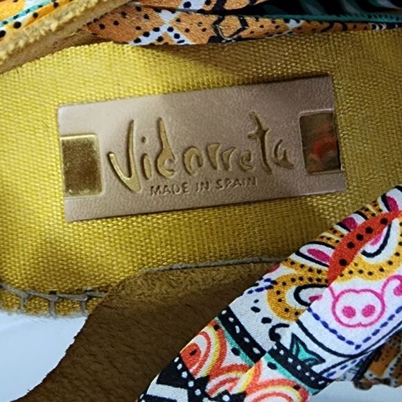 Vidorreta made in Spain strappy open toe sandal EU 41 yellow espadrille wedges - Picture 3 of 7